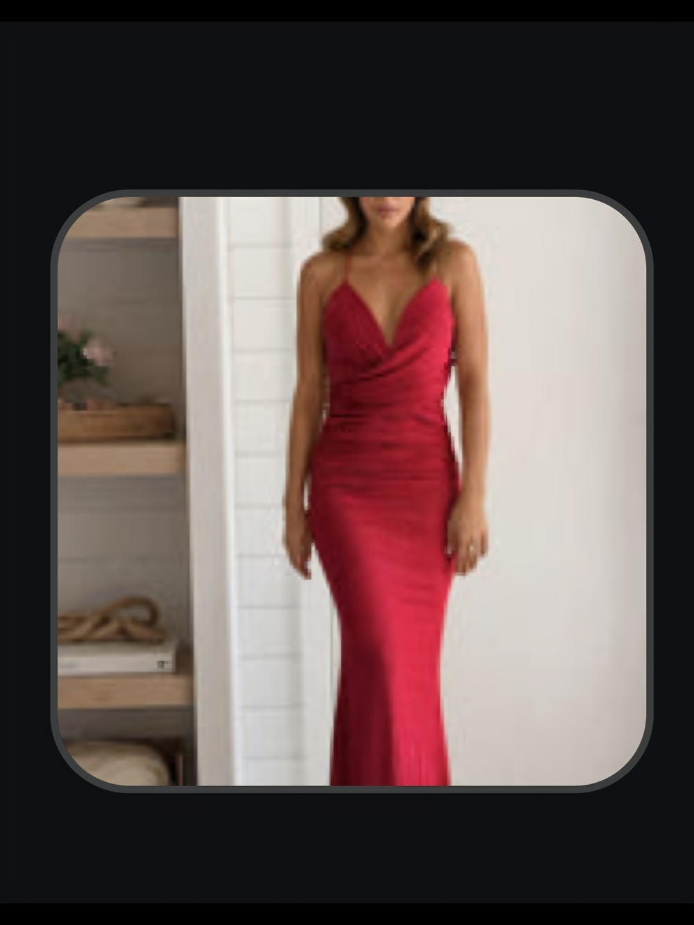 Red Sparkle Ruched Gown